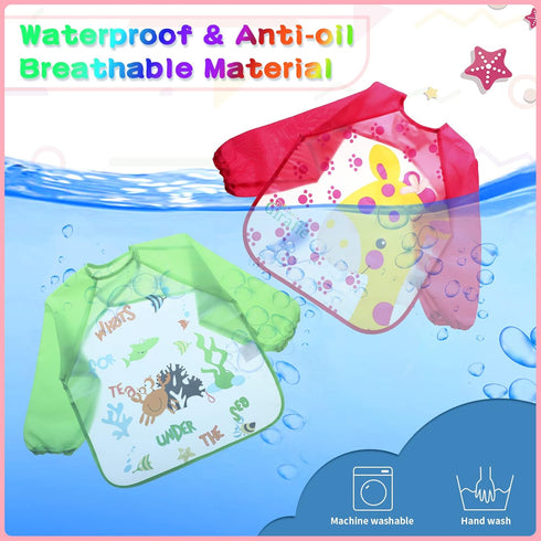 JaGely Kids Art Smocks Toddler Smock Waterproof Painting Aprons Children Apron with Long Sleeve Washable Bib for Baby