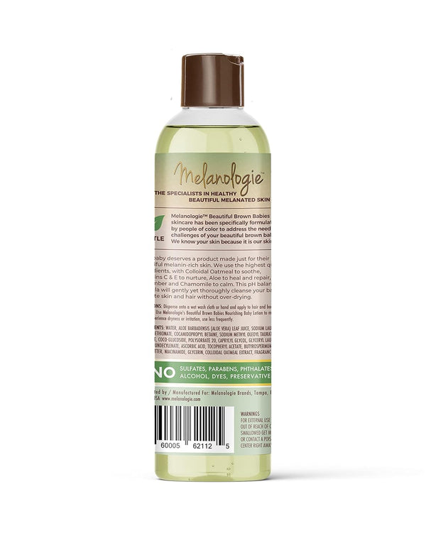 Beautiful Brown Babies Nourishing Gentle Baby Skin and Hair Cleanser, Sulfate-, Paraben-, Phthalate- & Dye-Free, Hypoallergenic, Oatmeal & Aloe 12 oz