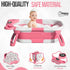 HAPPY OTTER Portable Baby Bathtub with Heat Sensor for Toddlers & Newborns, Padded Baby Bath Tub with Water Release