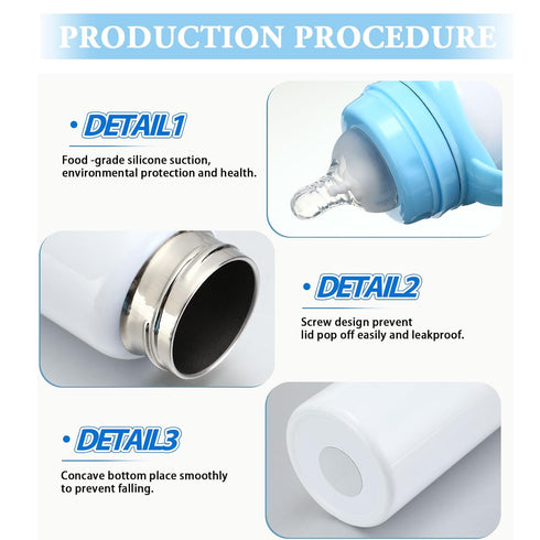 TrelaCo 4 Pcs Sublimation Baby Bottle, 8 oz Sippy Cups with Handle, Sublimation Blank Kids Stainless Steel Tumblers