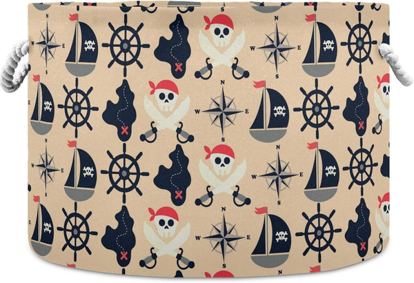 visesunny Collapsible Large Capacity Basket Vintage Pirate Skull Clothes Toy Storage Hamper with