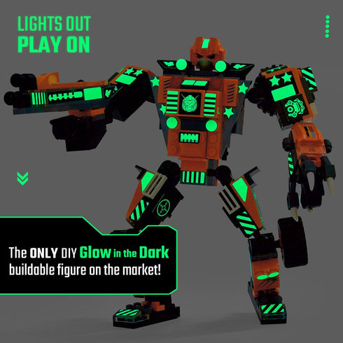JITTERYGIT Mech Robot Soldier Glow in The Dark Bricks Toy STEM Gift Set - Cool Military Holiday Present for Boys,