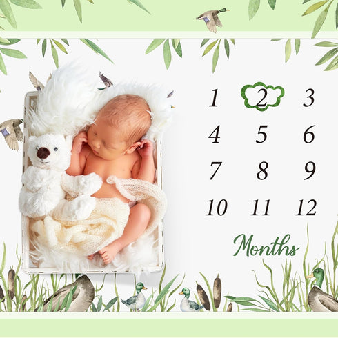 40"x60" Preboun Baby Monthly Milestone Blanket Mallard Duck Months Blanket Photo Props Mallard Duck Stuff Growth Chart