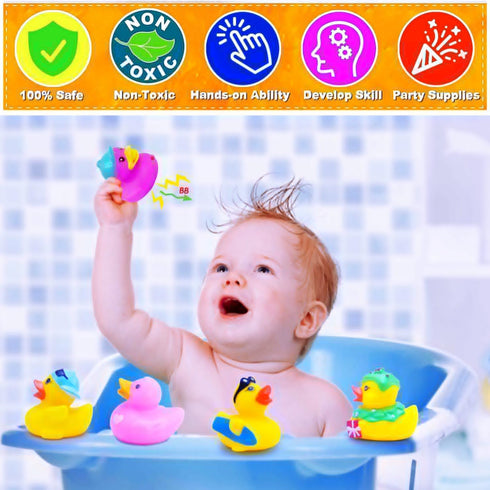 Yomwet Swimming (12 Pack) Rubber Ducks Toy Duckies for Kids,Baby Bath Toys, Toddlers Floater Duck Showers