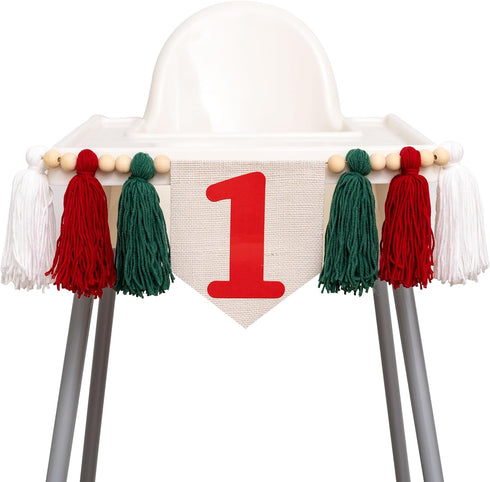 Christmas First Birthday High Chair Banner - Oh What Fun it is