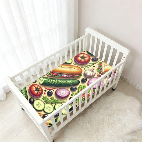 CZXW 52" 28" Vegetables and Sandwiches Crib Sheets Fitted x Natural Cotton Soft & Breathable for Baby Crib Mattress