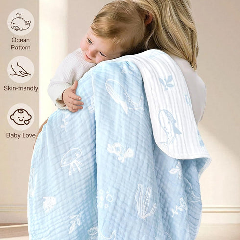 43 43 Inch BOPRIO Muslin Baby Blanket Ultra Soft and Lightweight Versatile Swaddle and Bed Blanket for Baby Toddler