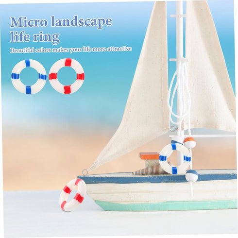 10pcs Mini Buoy & Micro Landscape Figurines - Nautical Life Ring Decorations for Dollhouse, Cupcake, Wedding Ornaments
