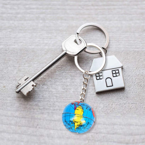 PROLOSO 48 Pcs Globe Keychains - Bulk Keyrings for Kids, World Planet Earth Theme Toy, 1 Inch