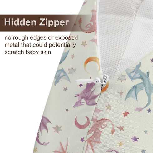 KuphiL10C Watercolor Dragon Moon Stars Pattern Nursing Pillow Cover, Unisex Removable Breastfeeding Pillowcase