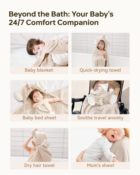 Babygreat 49x31 Hooded Baby Towels Super Absorbent Baby Bath Towel for Winter Extra Large Ultra Soft Coral Fleece