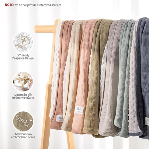 30"x40"Gray lulumoon Baby Blankets for Boys Newborn: Muslin & Minky Dotted Backing - Thermal Receiving Blanket