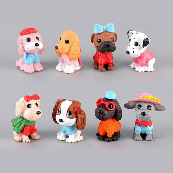 Morofme 8pcs Dog Cake Topper, Puppy Cupcake Decorations Mini Doggie Figurines Toy for Kids Birthday Party