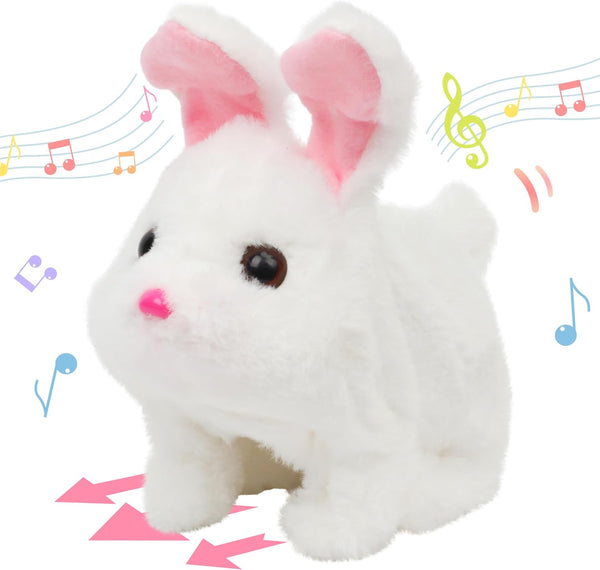 Hopearl Hopping Chubby Rabbit, Interactive Electronic Plush Bunny Toy with Sounds and Movements, Gifts for Toddlers