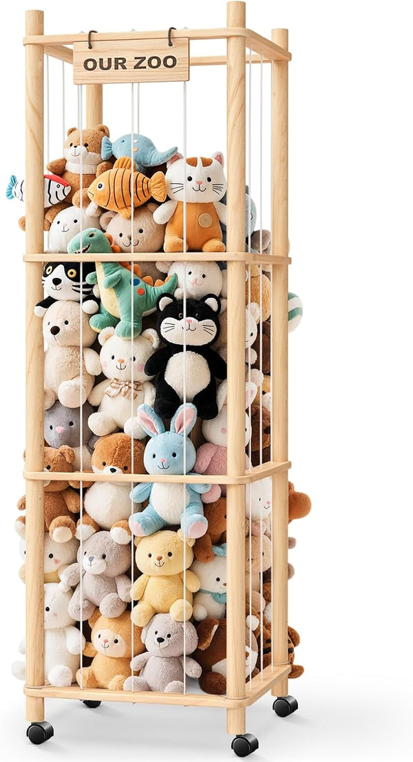 WORLDMX Stuffed Animal Zoo Organizer with Wheels Extra Large Plush Storage Cage, Stuffed