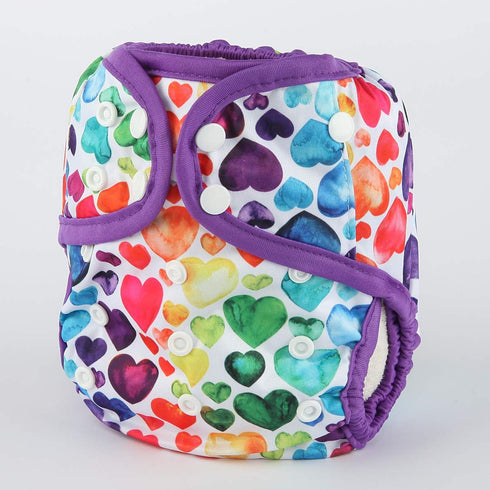 Sigzagor 10lbs 36lbs Baby Diaper Cover Nappy One Size to for Girls (Rainbow Hearts)