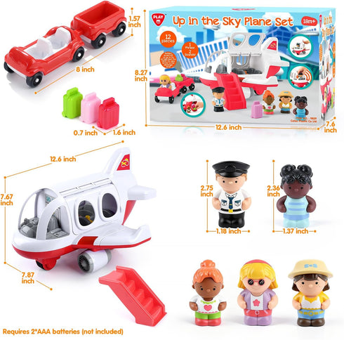 2+ PLAY Airplane Toy for Kids - Toddler Airplane Toys Travel Plane Toys for Kids Years Old with Small Figures & Baggage