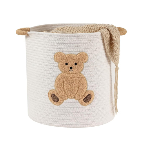 Large Blanket Baskets for Living Room, Teddy Bear Baskets Toy Storage Basket