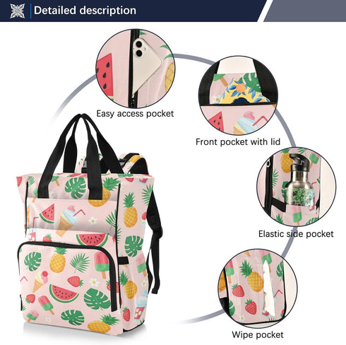 SPRIPORT Backpack Backpack Pineapple Ice Cream Pink Pattern Diaper Bag for Baby Boys Girls Multifunction Baby