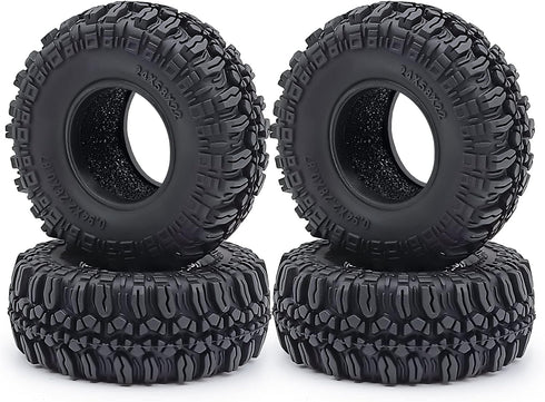 RCHUBAM 4PCS 1.0" Crawler Tires Micro Rubber Tires for 1/18 TRX4M Axial 1/24 SCX24 Deadbolt Bronco RC Crawler Car (A-58mm)