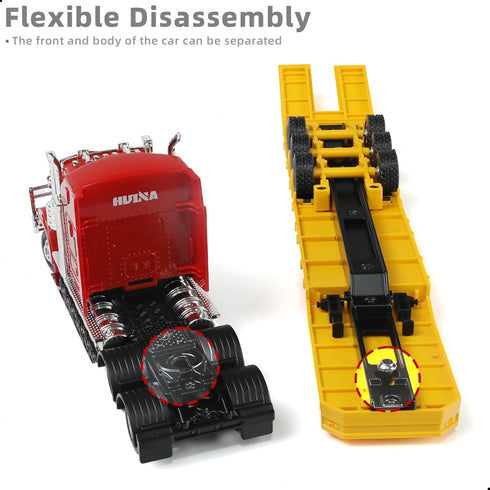 1/50 W900 Scale Semi Truck with Flatbed Trailer Toy for Boys, Metal Large for Kenworth Transport Tractor Truck
