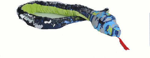 54" Wild Republic Sequin Snake Plush, Stuffed Animal, Plush Toy, Gifts for Kids, Blue Camo