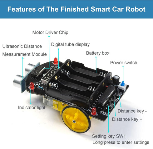 DIY Smart Car Soldering Practice Kit, Small Car Robot DIY Soldering Kits, Ultrasonic Distance Measuring Smart Cart