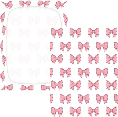 CZXW 52" 28" Pink Bows Crib Sheets Fitted x Natural Cotton Soft & Breathable for Baby Crib Mattress