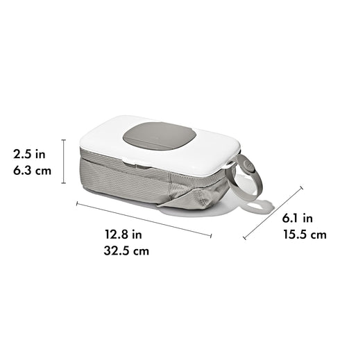 On-The-Go Wipes Dispenser with Diaper Pouch in Gray