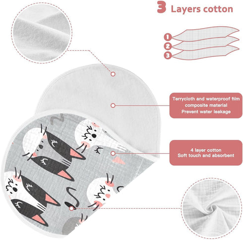 YETTASBIN Cute Cat Muslin Baby Burp Cloth, Super Soft Absorbent Cotton Burp Rag Baby Bibs Feeding Cloth for Newborn