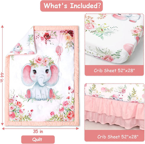 Set Set Set, Baby Crib Bedding for Girls, Soft Bedding with Comfort, Crib Skrit, Crib Sheet, Infant & Toddler Nursery