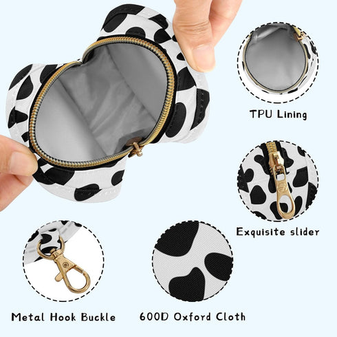 Cow Spots Round Pacifier Storage Case with Zipper, Portable Pacifier Case for Travel, Diaper Bag & Purse, Pacifier