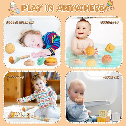 6-12 6 1 Wuzhineisn Baby Toys Months Montessori Toys in Musical Instruments for Toddler, Stacking Blocks Development