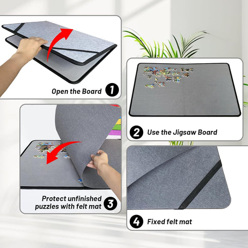 QCFDLCX 6 1000 Folding Puzzle Board with Sorting Trays and Felt Mat,for Storage and Saver, Non-Slip Surface,for Puzzle