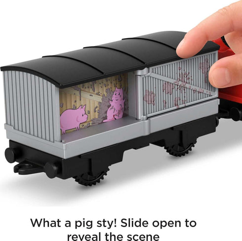 Thomas & Friends Motorized Talking James Engine Toy Train with Sounds, Phrases & Coal Car for Kids Ages 3+