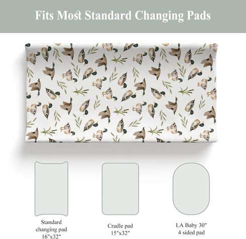 ZoUbqchY 32''16'' Mallard Duck Hunting Changing Pad Covers for Baby Girl Boy Wild Ducks Leaves Fitted Change Table