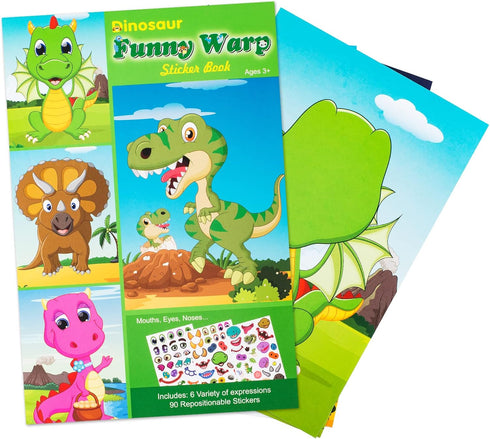 Make a Face Sticker Set for Kids, 42 Sheets with 12 Animals and 6 Dinosaur Stickers, Party Favor Supplies