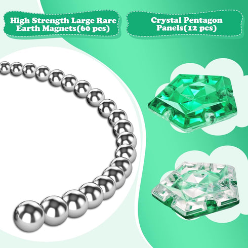 12 Set Magnetic Fidget Sphere - Pentagons Magnets Balls - Piece - Crystal Green - Magnet Fidgets Toy - Creativity