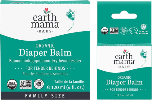 Earth Mama Organic Diaper Balm Multipurpose Baby Ointment Set | EWG Verified, Petroleum &