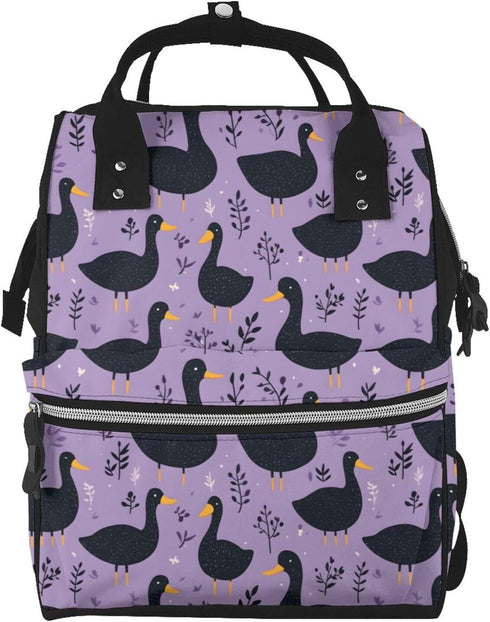 TZTTZT Cute Goose Black Print Diaper Bag Backpack, Toddler Baby Girl Boy Diaper