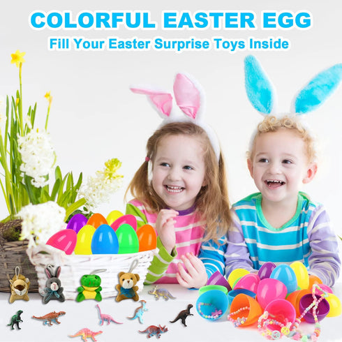 36 3.35" 6 JIALWEN PCS Fillable Plastic Easter Eggs Styles Bright Colors Empty Easter Eggs for Easter Basket Stuffers