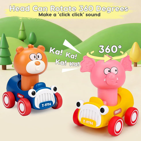 1-3, 6-9-12-18 1 2 1st AugToy Press and Go Toy Cars for Toddlers Animal Racing Cars Infant Baby Toys Months, Cars Toys