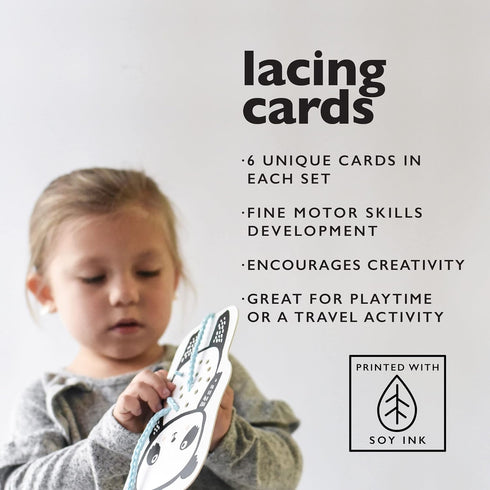Wee Gallery Woodland Lacing Cards, Sewing Board and Travel Game for Toddlers, Montessori-Inspired Educational Craft