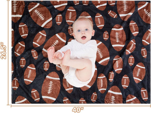 Football Baby Blanket for Boys Girls Soft Fleece Minky Blanket with Dotted Backing Double Layer Newborn Toddler Blankie for Nursery Stroller Crib Gift Ideas to Son Nephew Grandson 26.5 * 40 Inches by DCOOLGO