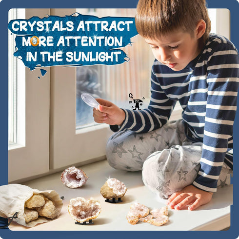 Geodes with Crystals Break Open 10 Premium Geode Kit - STEM Educational Crystal Toys for Boys and Girls