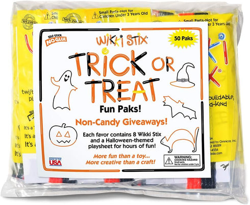Wikki Stix Trick or Treat Fun Paks, Non-Candy Halloween Treat, Pak of 50, Made in the USA
