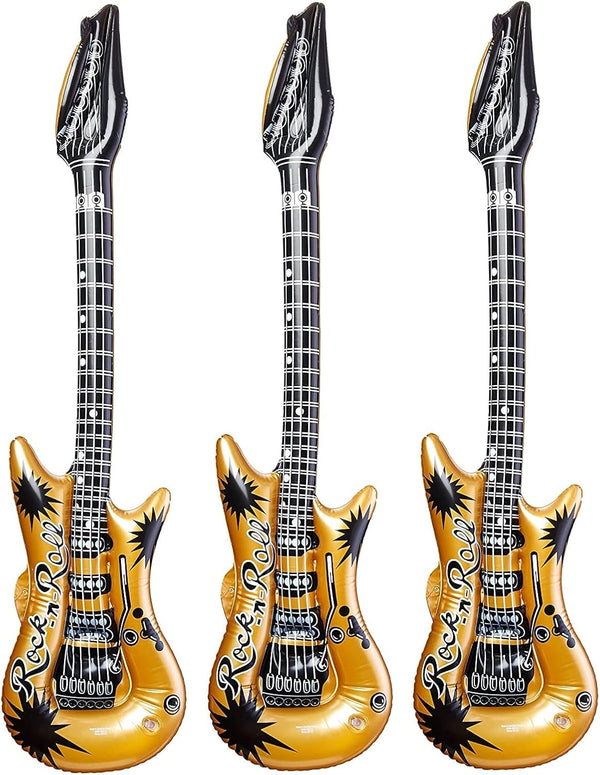 Zugar Land Gold Rock-n-Roll Inflatable Guitar (40 Inches) Vinyl. Perfect Party Favor,