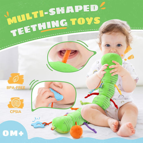 AWOTOY 6-12 0-3-6 Tummy Baby Toys Months Music Caterpillar,Stuffed Animals Infant Toys Months,Teething Sensory Toys