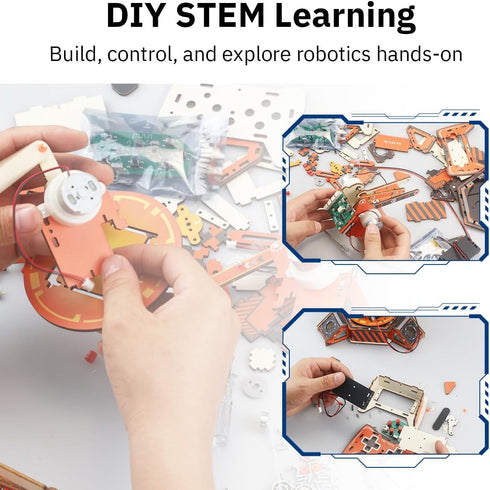 360 12-14, 12-15 Robot Arm Kit, Rotating Stem Robotic Arm Building Kit for Kids DIY Wooden Science Experiment Project