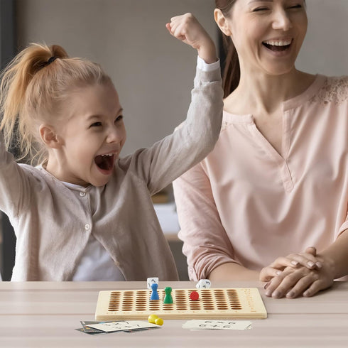Asweets 2 in 1 Wooden Montessori Board Game - Educational Math Table Game for Addition and Multiplication, Double-Sided